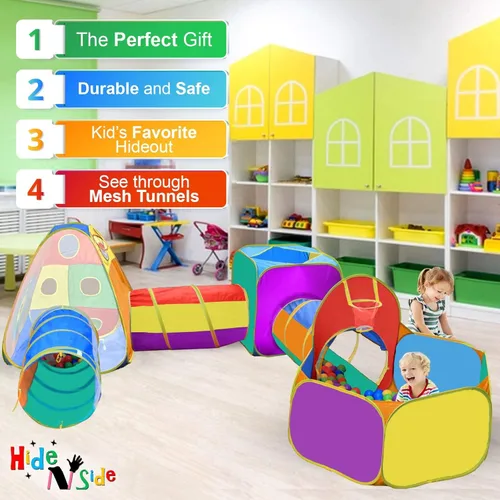 Miniatura 3 de Regalo para niños pequeños y niñas, piscina de pelotas, carpa de juego y túneles para niños, el mejor regalo de cumpleaños para niños de 3, 4 y 5