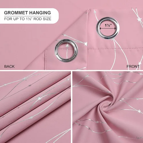 Miniatura 3 de SMILE WEAVER - Cortinas opacas rosa para sala de estar de 84 pulgadas de largo, 2 paneles, cortinas para oscurecer la habitación de niñas, diseño