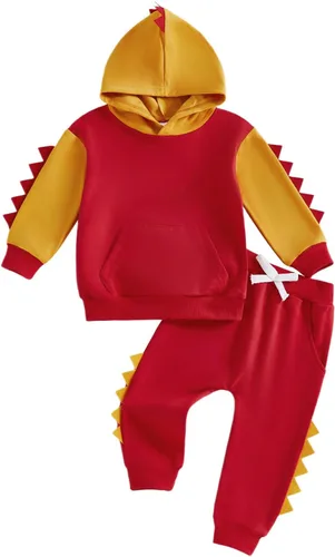 Miniatura 195 de Conjunto de ropa de otoño e invierno para bebé y niño, sudadera larga con capucha y pantalones para niños pequeños, 6, 12, 18, 24 meses, 2T
