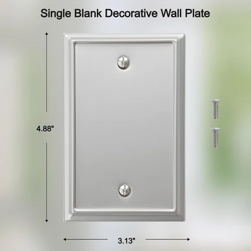 Miniatura 2 de OKAWYC Aria - Placa de pared metálica para interruptor de luz en blanco, paquete de 4 unidades, níquel cepillado de 1 banda, cubierta de interruptor