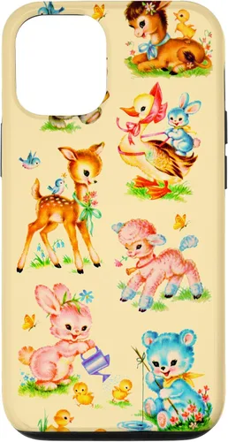 Miniatura 28 de Vintage Baby Animals Nursery 50's Retro Yellow Case for iPhone 17