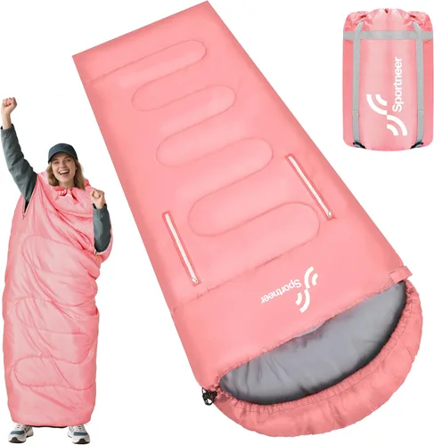 Miniatura 12 de Sportneer Saco de dormir portátil para adultos y niños - Caminable con cremalleras en los brazos, clima cálido e impermeable frío, compacto para Azul