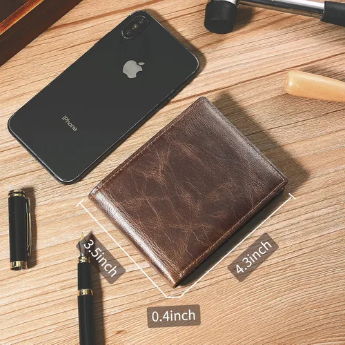 Miniatura 2 de Swallowmall Mens Wallet RFID Genuine Leather Slim Bifold Wallets For Men Removable ID Windows 11 Cards Holders Gift Box