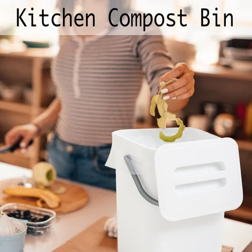 Miniatura 2 de LALASTAR Contenedor de Compost para Cocina Interior Sellado, Pequeño Cubo de Basura Colgante con Tapa Debajo del Fregadero para Cocina, Contenedor