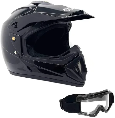 MMG Casco de motocicleta para adultos (modelo 30) – todoterreno MX ATV Dirt Bike Motocross UTV – negro brillante