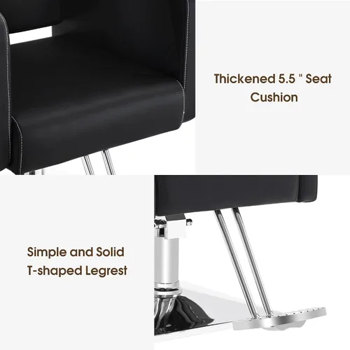 Miniatura 8 de BarberPub Silla de peluquería hidráulica clásica reclinable, ajustable, estilo de salón de belleza, silla de spa 2065 (negro)