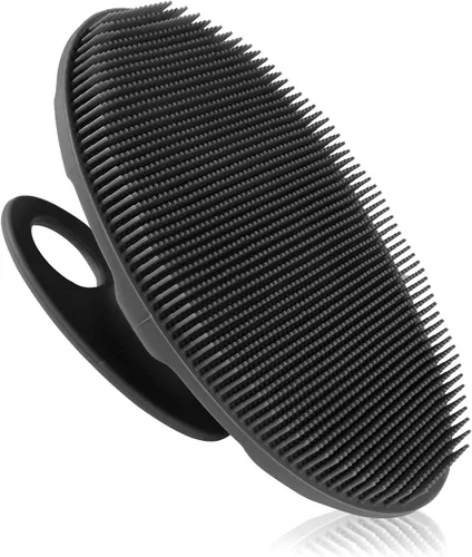 INNERNEED - Cepillo exfoliante de silicona suave para limpieza corporal de ducha manual, suave exfoliación y masaje para todo tipo de piel (negro)