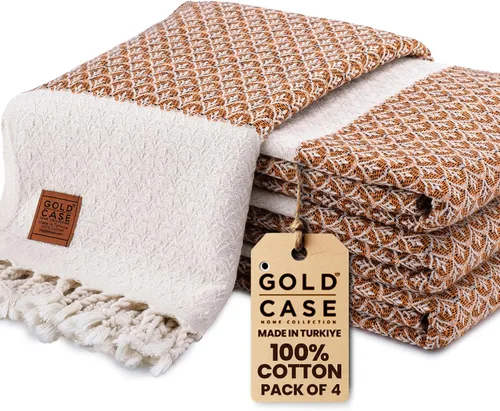 Miniatura 48 de Gold CASE - Juego de 4 Toallas de Mano Turcas para Baño, 20 x 40 pulgadas, Toallas de Baño 100% Algodón, Toalla Pequeña de Cocina Aphrodite