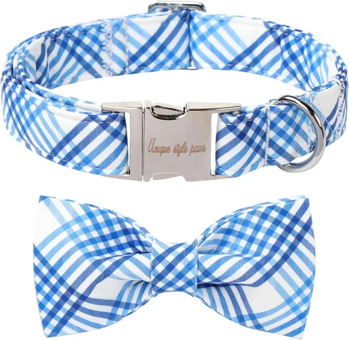 Miniatura 31 de Unique style paws Collar de perro para el día de San Valentín con lazo de flores, collar de cachorro de corazón azul, el mejor regalo para niños