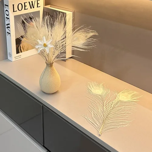 Miniatura 4 de Shekyeon Paquete de 10 centros de mesa de boda de plumas de pavo real blanqueadas de 10 a 12 pulgadas (blanco hueso)