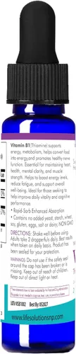 Miniatura 5 de Life Solutions Gotero de vitamina B1 de 2 onzas, suplemento de tiamina B1, vitaminas B1 esenciales para aumentar la energía y apoyar el sistema