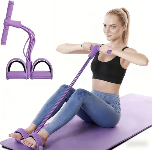 Bandas de resistencia de pedal con asas, pedal de entrenamiento de tensión manual de 6 tubos, bandas de fitness multifunción de goma natural para