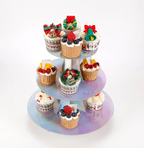 Miniatura 20 de YLDW Soporte para Cupcakes de 3 Niveles, Soporte para Pastel, Torre de Soporte para Cupcakes DIY Escalonada para Exhibiciones de Mesa de Postres