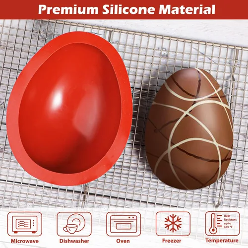 Miniatura 4 de Webake Moldes de silicona para chocolate, molde grande 3D rompible para huevos de Pascua con 1 martillo para huevos de Pascua