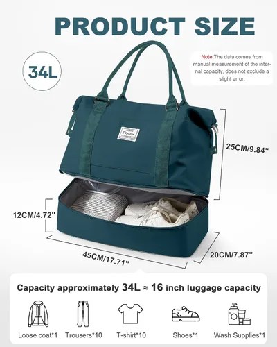 Miniatura 70 de Bolsa de viaje para mujer, bolsa deportiva para gimnasio, H-Negro