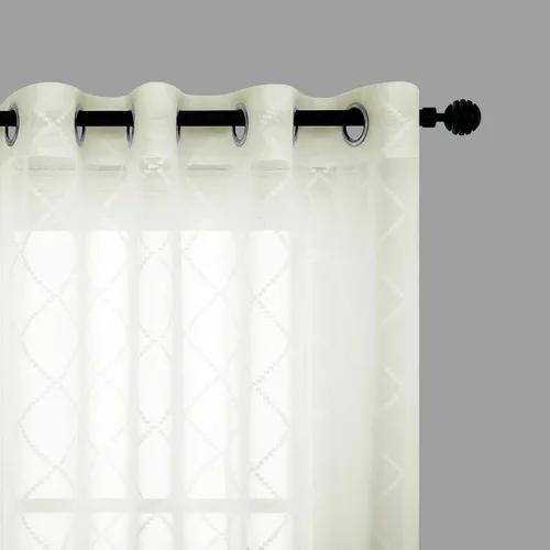 Miniatura 21 de KOUFALL Cortinas negras de 63 pulgadas de largo para dormitorio, juego de 2 paneles transparentes con ojales para ventana, cortinas geométricas