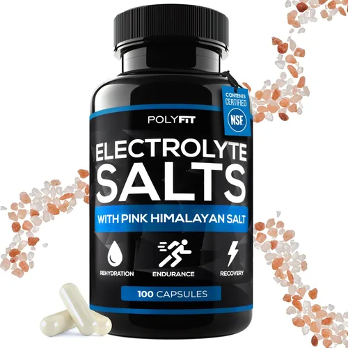 Polyfit Sales de electrolitos – 100 pastillas de sal – Certificado NSF – Comprimidos de sal de reemplazo de electrolitos para corredores –