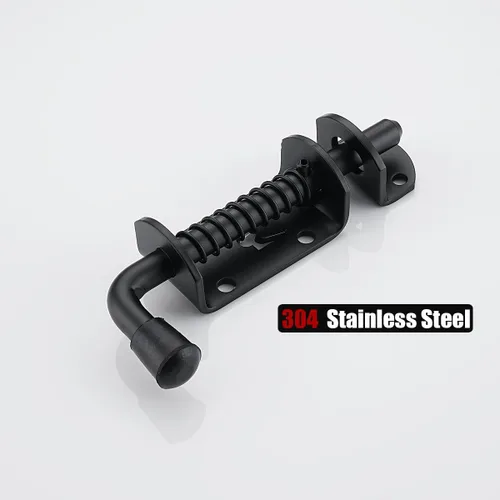 Miniatura 3 de JQK pasador de perno de barril con resorte, pestillo de puerta de acero inoxidable 304 resistente y de alta calidad con espesor de 3 mm, 16 cm Negro