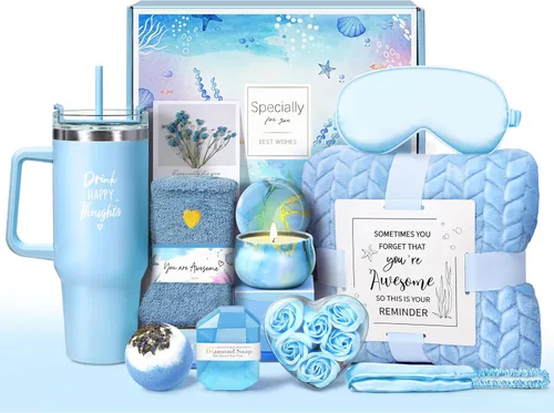 Miniatura 9 de Regalos de cumpleaños para mujeres, cuidado personal, regalos de pronta recuperación, cesta de regalo de spa relajante de lavanda - paquete