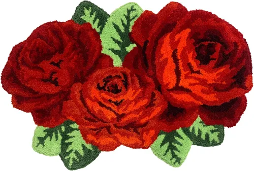 Miniatura 9 de USTIDE Bonita alfombra de baño de rosas para baño, alfombra de baño naranja de lujo, antideslizante, con forma de flor, alfombra de ducha de felpa