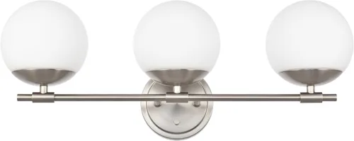 Miniatura 22 de Juego de 2 apliques de pared de latón envejecido, apliques modernos de tocador de baño para iluminación de pared, luminarias de tocador con vidrio