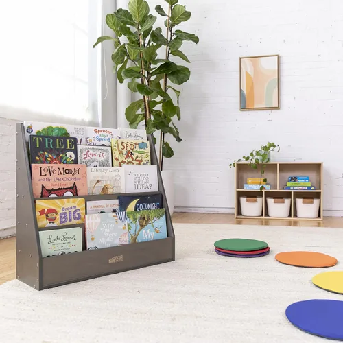 Miniatura 10 de ECR4Kids Streamline - Expositor de libros de una sola cara con almacenamiento, estantería para aula, color gris lavado