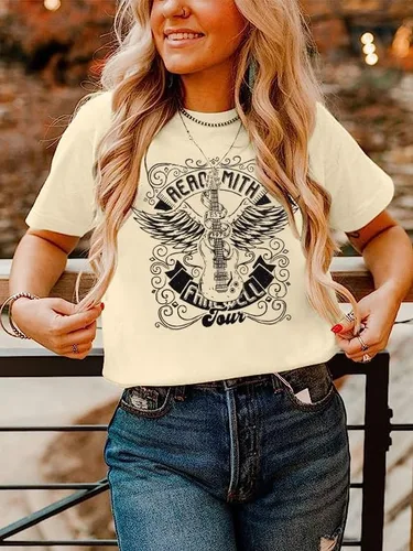 Miniatura 4 de Rock Band Shirt Woman Vintage Hard Rock Tshirts Heavy Metal Guitar Shirts Farewell Concert Tour Short Sleeve Tee Tops