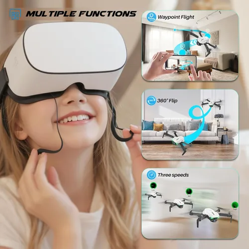 Miniatura 5 de SIMREX Dron con cámara para niños principiantes y adultos – Cuadricóptero RC plegable con retención de altitud, posicionamiento de flujo óptico