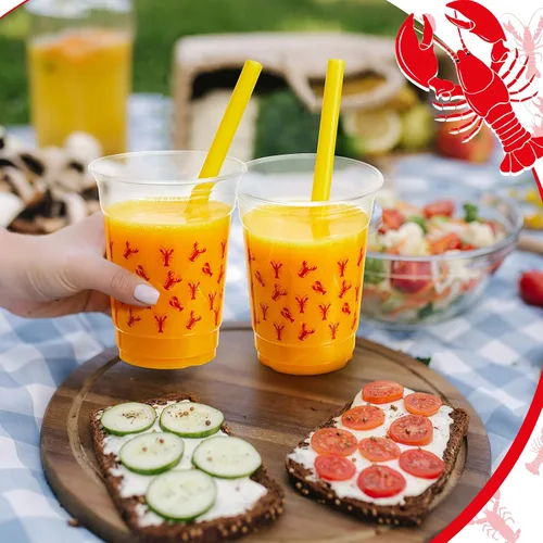 Miniatura 4 de Tanlade 50 tazas de plástico de 12 onzas para hervir cangrejos de langosta vasos desechables para fiestas de cangrejos para langosta, mariscos
