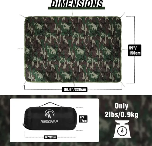 Miniatura 2 de REDCAMP Manta militar para campamento, forro térmico resistente al agua, manta ligera aislada para exteriores, para senderismo, camping, con bolsa