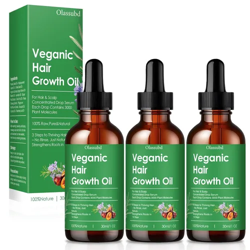 Aceite para el crecimiento del cabello con aceite de ricino de romero, fórmula fortalecedora vegana para adelgazar el crecimiento del cabello en