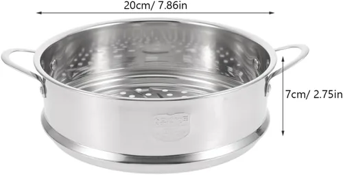 Miniatura 4 de DOITOOL Cesta de vapor de acero inoxidable con asas dobles de 10.62 x 8.26 x 2.75 pulgadas, cesta de vapor de alimentos para albóndigas, bollos