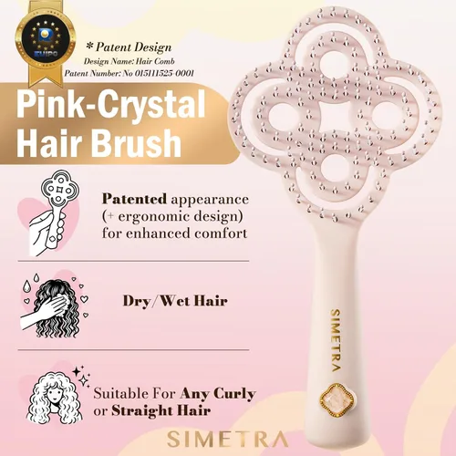 Miniatura 9 de SIMETRA Cepillo de pelo Lucky para mujeres y hombres, cepillo desenredante chapado en oro de 14 quilates, cepillo desenredante para todo