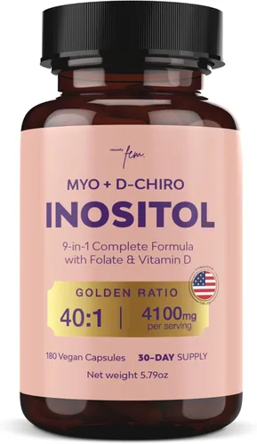 QSTA Suplemento de mio-inositol y D-Chiro inositol para mujeres 4100 mg (proporción 40:1) - Soporte hormonal y metabólico 9 en 1 con folato,