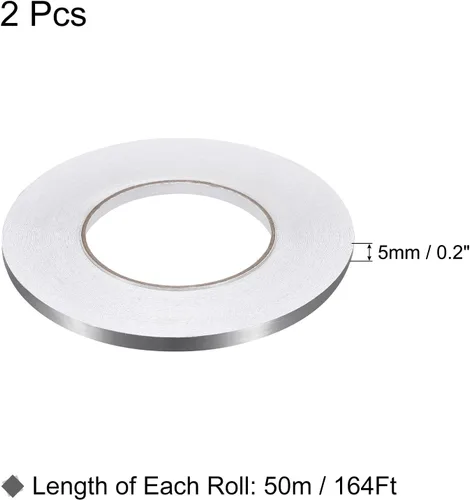 Miniatura 2 de uxcell 2 calcomanías autoadhesivas de papel de aluminio de 0.2 pulgadas x 164 pies para decoración de huecos, tira de cinta adhesiva impermeable