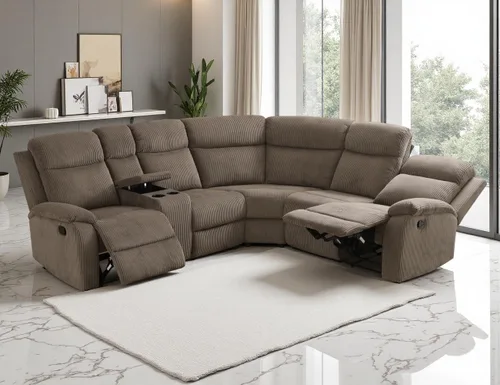 Miniatura 41 de Juego de sofá seccional reclinable manual, juegos de muebles de sala de estar, sofá seccional en forma de L y 2 sillas, cómodo sofá reclinable