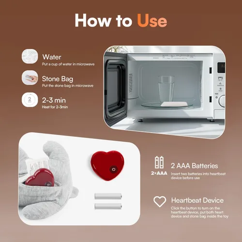 Miniatura 5 de ALL FOR PAWS Heartbeat - Juguete de peluche para gatos, compañero calmante para gatitos con latidos cardíacos realistas, alivio de la ansiedad
