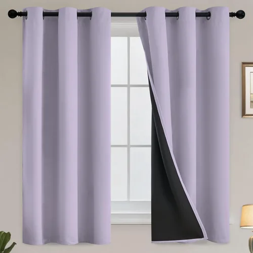 Miniatura 233 de Yakamok Cortinas negras, cortinas de ventana con aislamiento térmico y eficiencia energética para dormitorio, cortinas opacas completas y cortinas