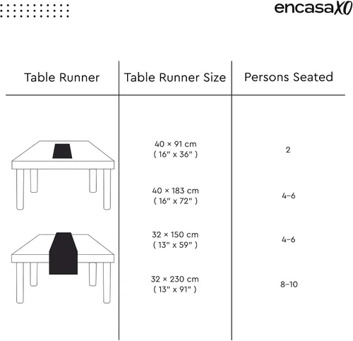 Miniatura 6 de Encasa XO Camino de mesa de comedor de 13 x 59 pulgadas, diseño de dobladillo de algodón puro, blanco, lavable a máquina