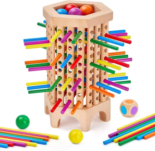 Juego de mesa Montessori de madera, 36 palitos de madera coloridos, juego educativo de matemáticas para niños de 3, 4, 5 y 6 años, juguete de