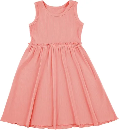 Miniatura 3 de blibean Vestido sin mangas Sumer para niñas de color sólido, tallas 4-13 años