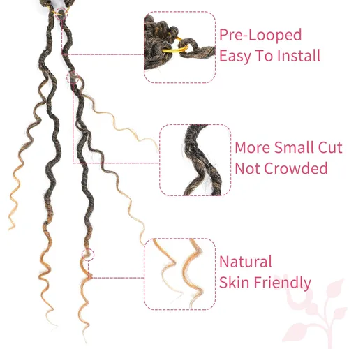 Miniatura 66 de Alicoco Goddess Locs Cabello de Ganchillo 12 Pulgadas 8 Paquetes Rastas Sintéticas de Ganchillo Para Mujeres Rastas Suaves Boho Pre-enrolladas River