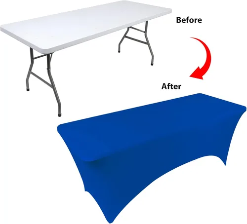 Miniatura 3 de BDDC - Fundas de mesa para mesas de 6 pies, manteles elásticos lavables y resistentes a las arrugas de color azul real de 6 pies para eventos