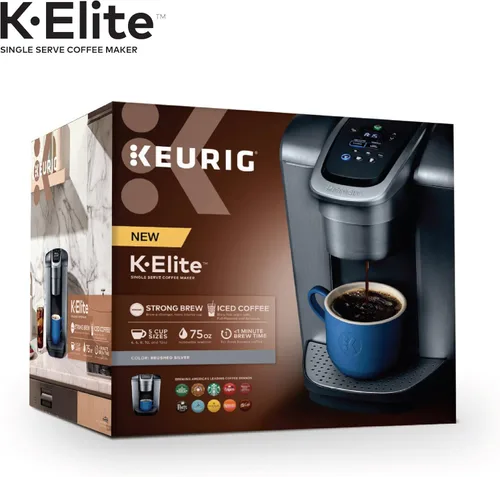 Miniatura 14 de Keurig K-Elite - Cafetera de cápsulas K-Cup de una sola porción, con control de fuerza y temperatura, capacidad de café helado, tamaño de Brushed