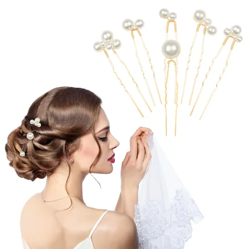 Miniatura 3 de ELANE 38 Pcs Pearl Hair Pins for Wedding Hairstyles, Bridal Hair Accessories, Hair Accessories for Women and Girls (Gold)