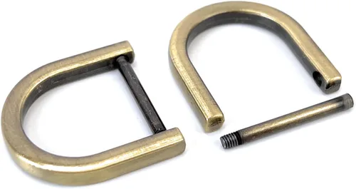 Miniatura 22 de 4 anillos en D resistentes con grillete de 1-1/2 pulgadas, oro antiguo, en forma de U, repuesto para bolso, llavero, collar de perro
