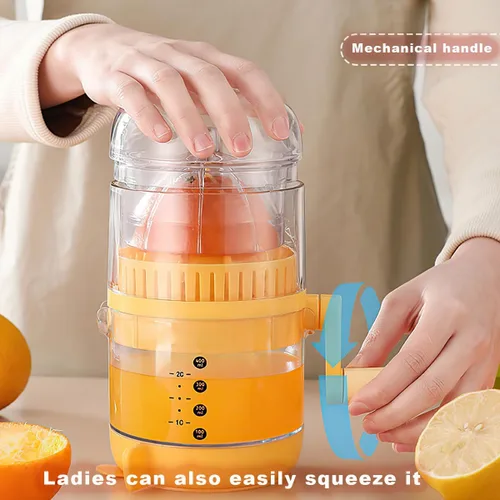 Miniatura 4 de Exprimidor manual de cítricos con taza medidora, prensa manual de plástico transparente para limones, naranjas, pomelo, base giratoria