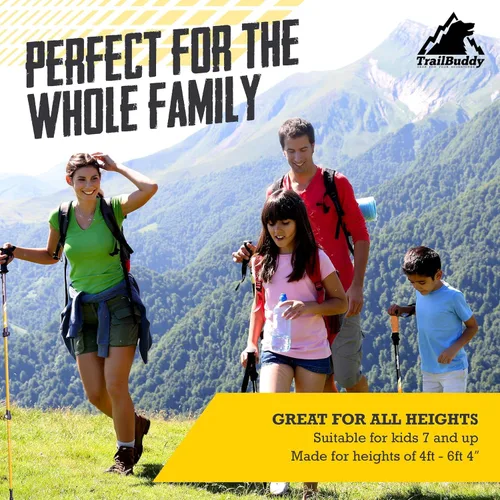 Miniatura 7 de TrailBuddy Bastones de senderismo plegables para niños, paquete de 2 bastones de senderismo para senderismo, camping y mochilero, bastones de Azul