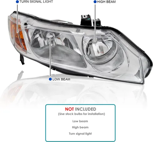 Miniatura 3 de Spec-D Tuning Faros delanteros cromados compatibles con Honda Civic 4Dr Sedan 2006-2011