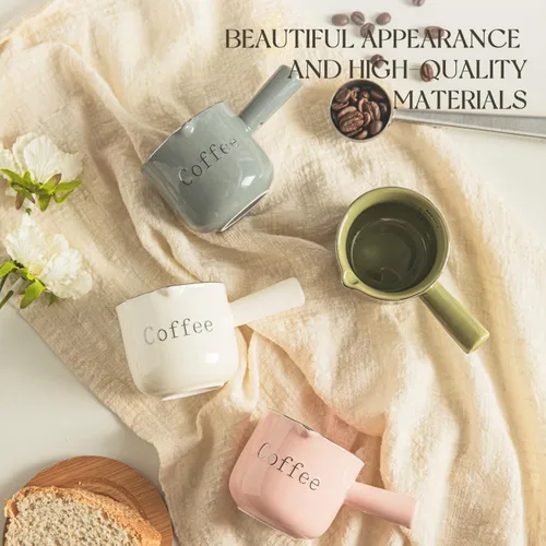 Miniatura 5 de KEMORELA Tazas de café espresso de cerámica con boquillas y asas, marcas de 3 onzas y 3.0 fl oz, chupitos de espresso, cerámica duradera resistente